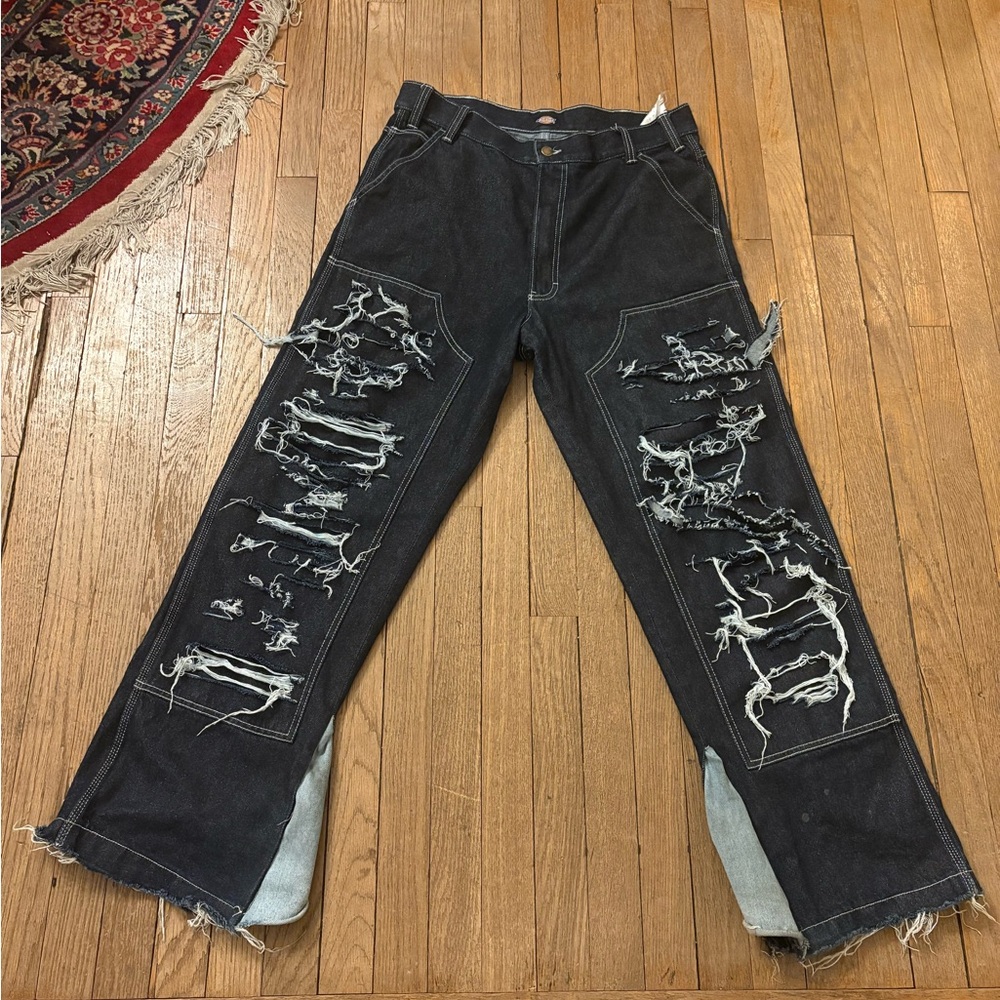 Black Relaxed Jeans with Distressed Details